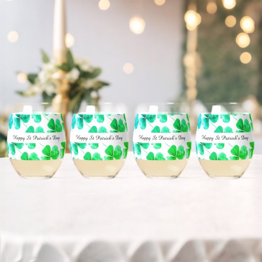 Irish Shamrock Groen Blauw Waterverf Aangepaste na Wijnglas Zonder Voet (Insitu (Huwelijk))