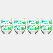 Irish Shamrock Groen Blauw Waterverf Aangepaste na Wijnglas Zonder Voet (Voorkant)