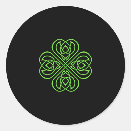 Irish Shamrock - Groene Keltische Knoopwerk Ronde Sticker (Voorkant)