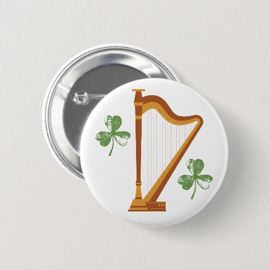 Irish Shamrock Harp Button (Voorkant /achterkant)