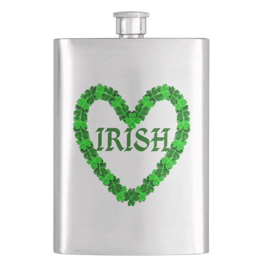 Irish Shamrock Heart Flask Flacon (Voorkant)