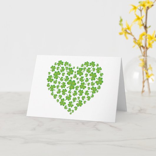 Irish Shamrock Heart Kaart (Gele Bloem)