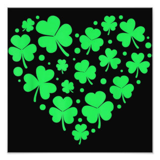 Irish Shamrock Heart Lucky Foto Afdruk