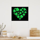 Irish Shamrock Heart Lucky Poster (Keuken)