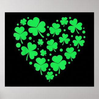 Irish Shamrock Heart Lucky Poster