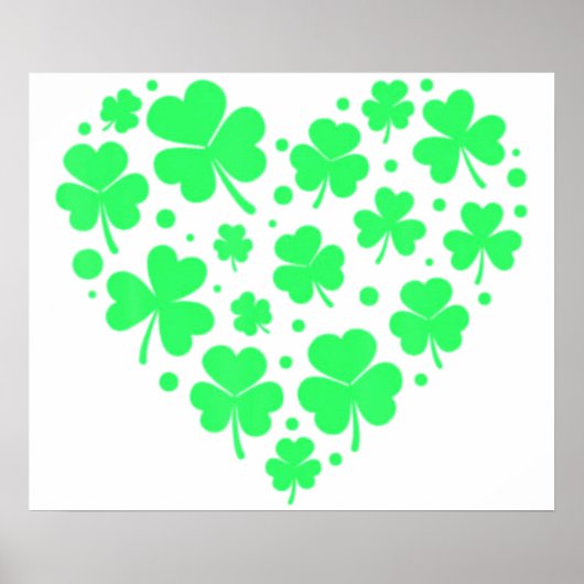 Irish Shamrock Heart Lucky Poster (Voorkant)