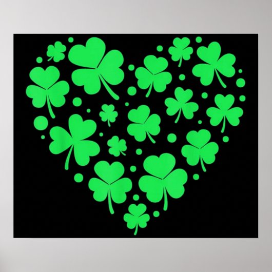 Irish Shamrock Heart Lucky Poster (Voorkant)