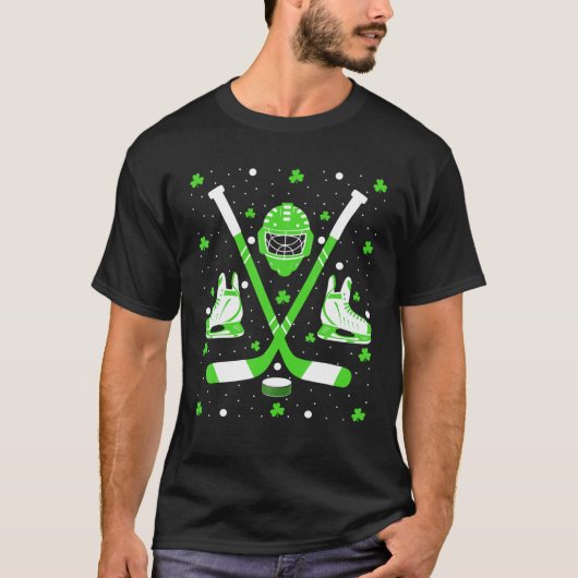 Irish Shamrock Ice Hockey Lover St. Patrick's Day T-shirt (Voorkant)