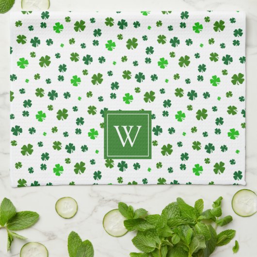 Irish Shamrock Initiaal Kitchen Towel Gift Theedoek (Gevouwen)