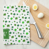 Irish Shamrock Initiaal Kitchen Towel Gift Theedoek (Quarter Fold)