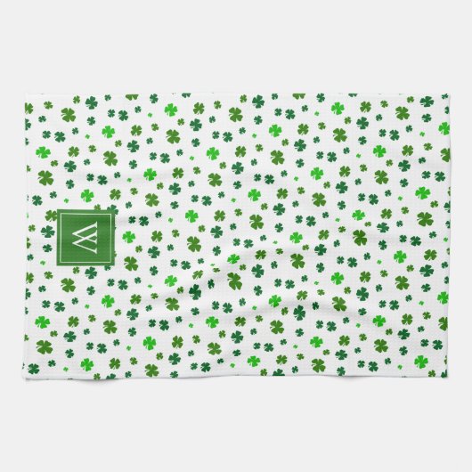 Irish Shamrock Initiaal Kitchen Towel Gift Theedoek (Horizontaal)