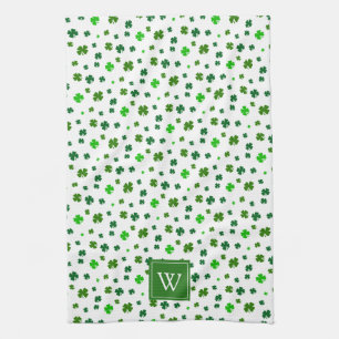 Irish Shamrock Initiaal Kitchen Towel Gift Theedoek