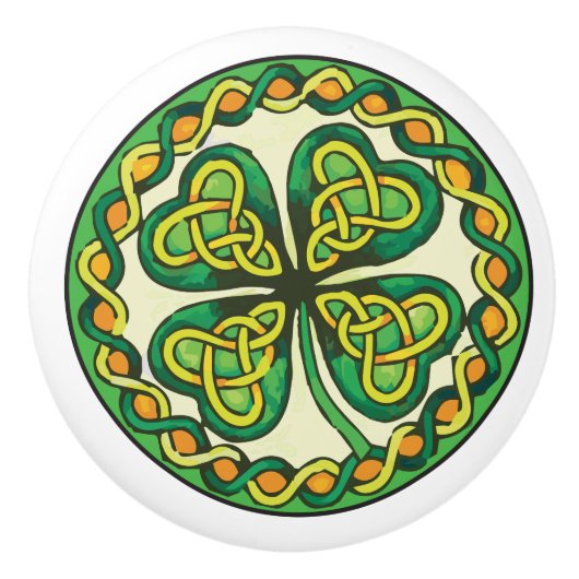 Irish Shamrock Keramische Knop (Voorkant)