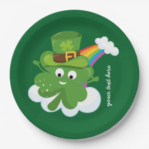 Irish Shamrock * kies uw achtergrondkleur Papieren Bordje