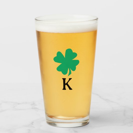 Irish Shamrock Leaf St Patrick's Day Monogram Name Glas (Voorkant gevuld)