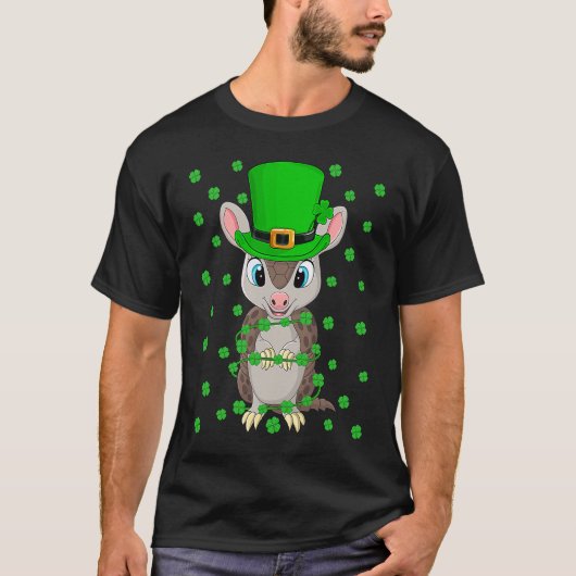 Irish Shamrock Leprechaun Armadillo St Patrick's D T-shirt (Voorkant)