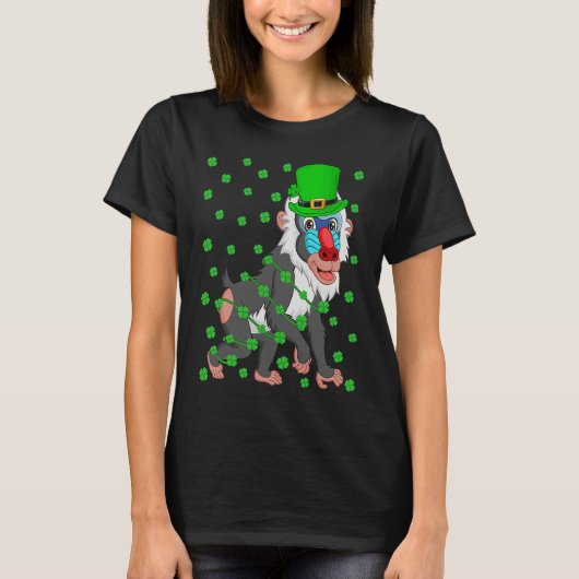 Irish Shamrock Leprechaun Baboon St Patrick's Day T-shirt (Voorkant)
