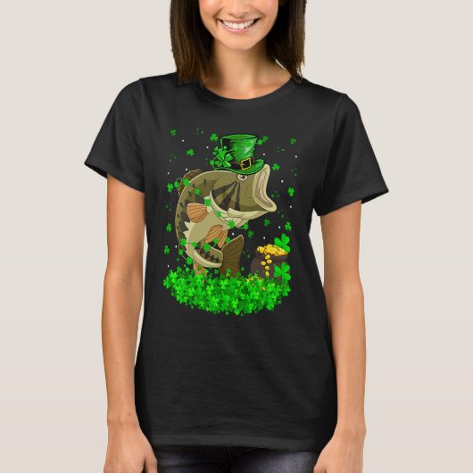 Irish Shamrock Leprechaun Bass Fish St Patrick's D T-shirt (Voorkant)