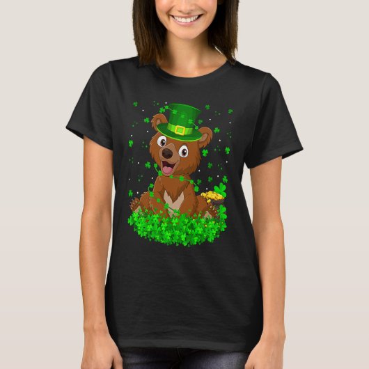 Irish Shamrock Leprechaun Bear St Patrick's Day T-shirt (Voorkant)