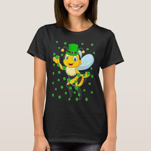 Irish Shamrock Leprechaun Bee St Patrick's Day T-shirt (Voorkant)