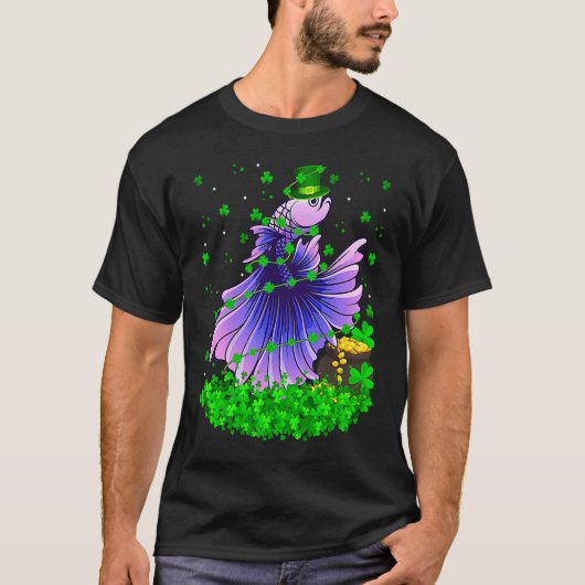 Irish Shamrock Leprechaun Betta Fish St Patrick's  T-shirt (Voorkant)