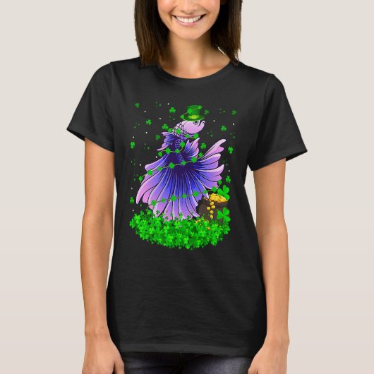 Irish Shamrock Leprechaun Betta Fish St Patrick's T-shirt (Voorkant)