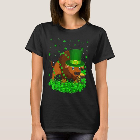 Irish Shamrock Leprechaun Bison St Patrick's Day T-shirt (Voorkant)