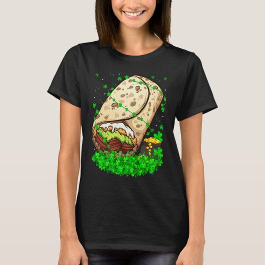 Irish Shamrock Leprechaun Burrito St Patrick's Day T-shirt (Voorkant)