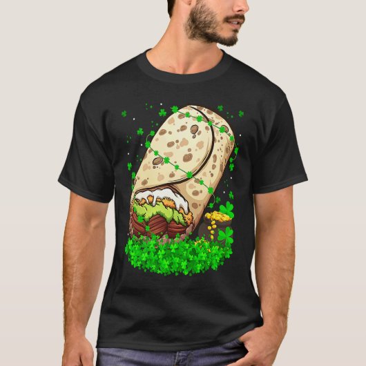 Irish Shamrock Leprechaun Burrito St Patrick's Day T-shirt (Voorkant)