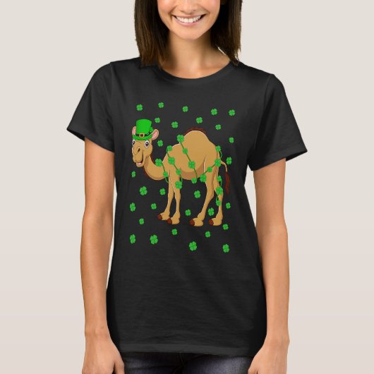 Irish Shamrock Leprechaun Camel St Patrick's Day T-shirt (Voorkant)