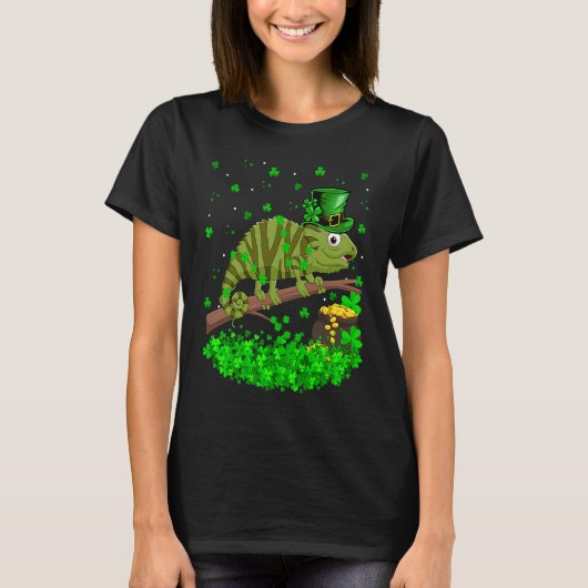 Irish Shamrock Leprechaun Chameleon St Patrick's D T-shirt (Voorkant)