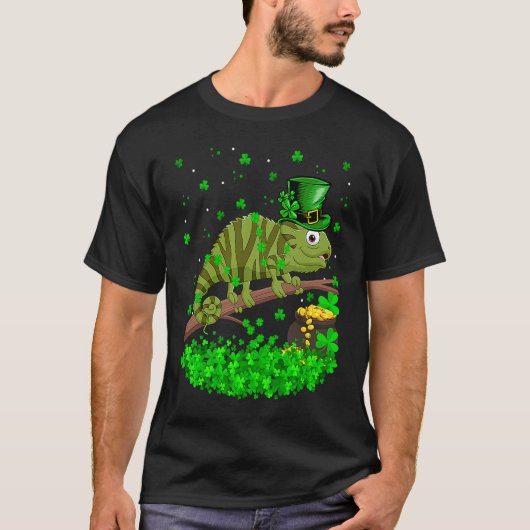 Irish Shamrock Leprechaun Chameleon St Patrick's D T-shirt (Voorkant)