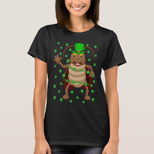 Irish Shamrock Leprechaun Cockroach St Patrick's D T-shirt (Voorkant)