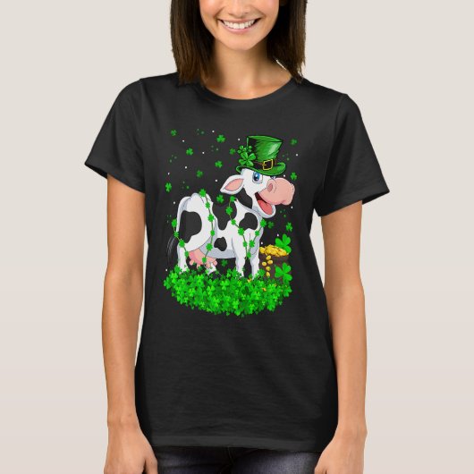 Irish Shamrock Leprechaun Cow St Patrick's Day T-shirt (Voorkant)