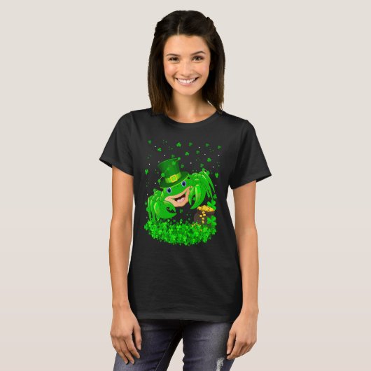Irish Shamrock Leprechaun Crab Fish St Patrick's D T-shirt (Voorkant volledig)