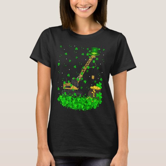 Irish Shamrock Leprechaun Crane St Patrick's Day T-shirt (Voorkant)
