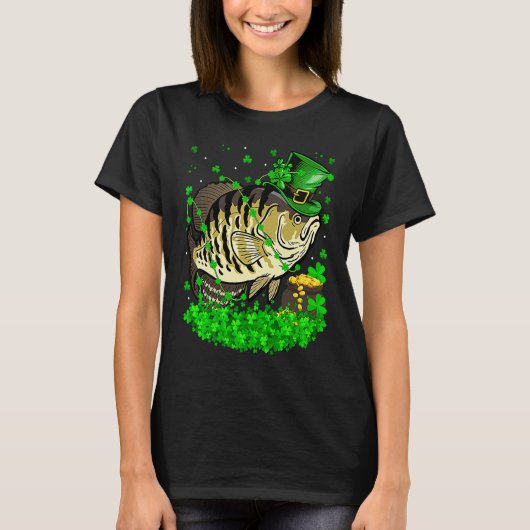 Irish Shamrock Leprechaun Crappie Fish St Patrick' T-shirt (Voorkant)