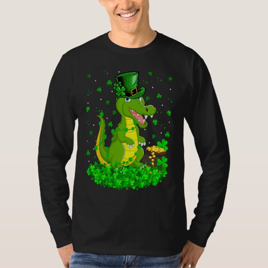 Irish Shamrock Leprechaun Crocodile St Patrick's D T-shirt (Voorkant)