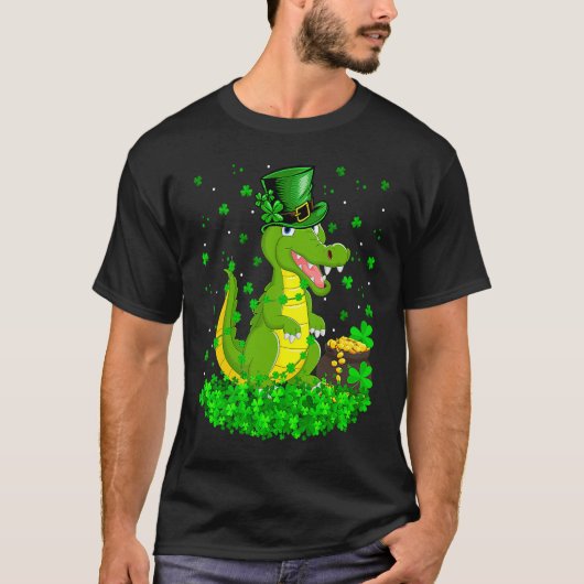 Irish Shamrock Leprechaun Crocodile St Patrick's D T-shirt (Voorkant)