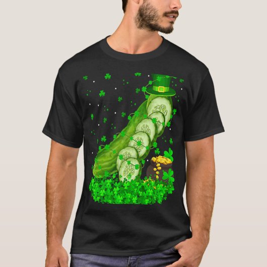 Irish Shamrock Leprechaun Cucumber St Patrick's Da T-shirt (Voorkant)