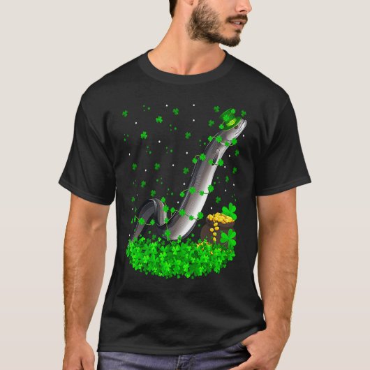 Irish Shamrock Leprechaun Eels Fish St Patrick's D T-shirt (Voorkant)