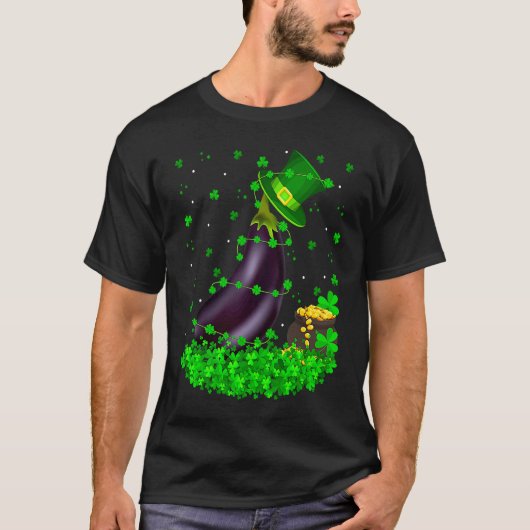 Irish Shamrock Leprechaun Eggplant St Patrick's Da T-shirt (Voorkant)