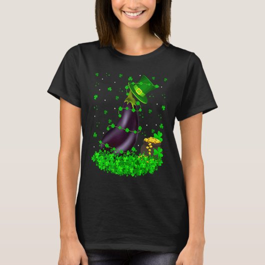 Irish Shamrock Leprechaun Eggplant St Patrick's Da T-shirt (Voorkant)