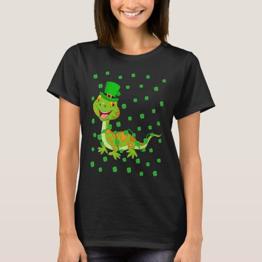 Irish Shamrock Leprechaun Gecko St Patrick's Day T-shirt (Voorkant)