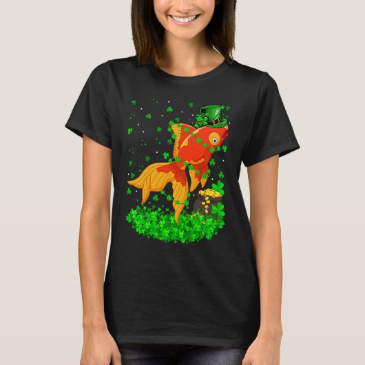 Irish Shamrock Leprechaun Goldfish St Patrick's Da T-shirt (Voorkant)