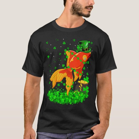 Irish Shamrock Leprechaun Goldfish St Patrick's Da T-shirt (Voorkant)