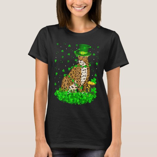 Irish Shamrock Leprechaun Jaguar St Patrick's Day T-shirt (Voorkant)