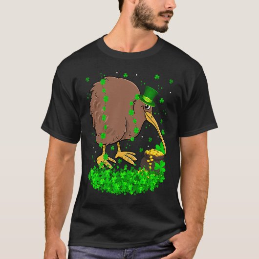 Irish Shamrock Leprechaun Kiwi Bird St Patrick's D T-shirt (Voorkant)