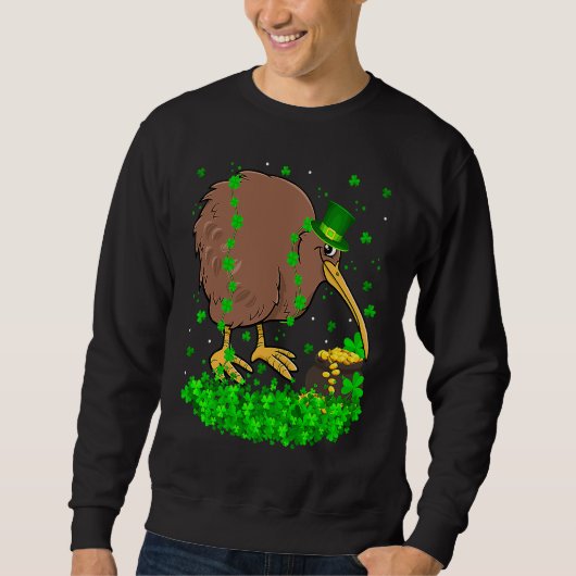 Irish Shamrock Leprechaun Kiwi Bird St Patrick's D Trui (Voorkant)