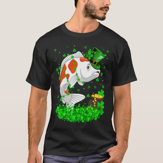 Irish Shamrock Leprechaun Koi Fish St Patrick's Da T-shirt (Voorkant)